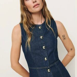 Reformation Roswell Denim Midi Dress NWT